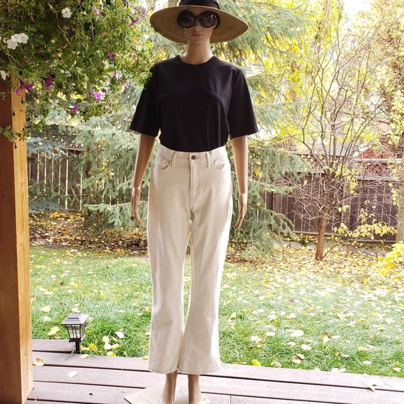 BANANA REPUBLIC, high rise ecru cropped boot jean, size: 30 Long - Picture 6 of 12